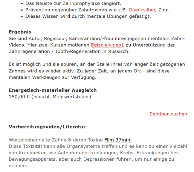 Zahnregeneration mental Seminarinhalt Teil 2